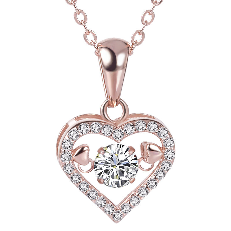 链子s999金链彩金金色彩金色玫瑰18k银镀镶钻项坠