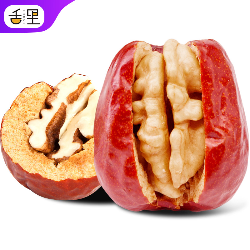舌里红枣夹核桃 奶枣大枣子加核桃仁干果特产零食品抱抱年货礼盒 - 图2