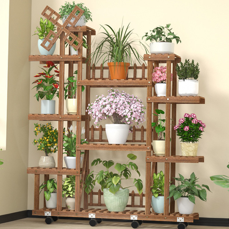 架子花架置物架多肉阳台花盆实木木质落地室内花架