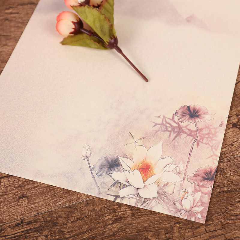 传统中式信纸空白白水墨风彩色信笺古风桃花信纸