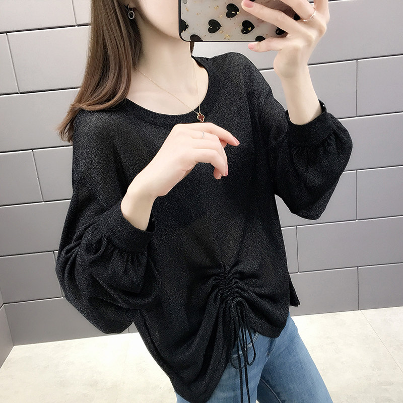 冰丝薄款针织上衣罩衫女士小香风套头夏季新款抽绳防晒潮超薄空调