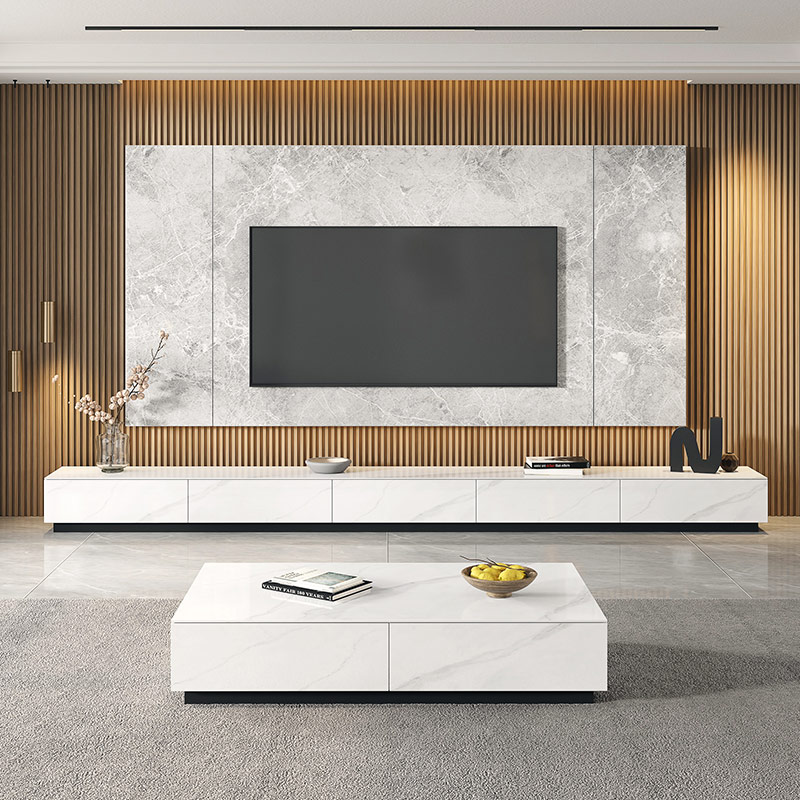 轻奢岩板地台电电视柜茶几组合现代简约地柜客厅小户电视柜