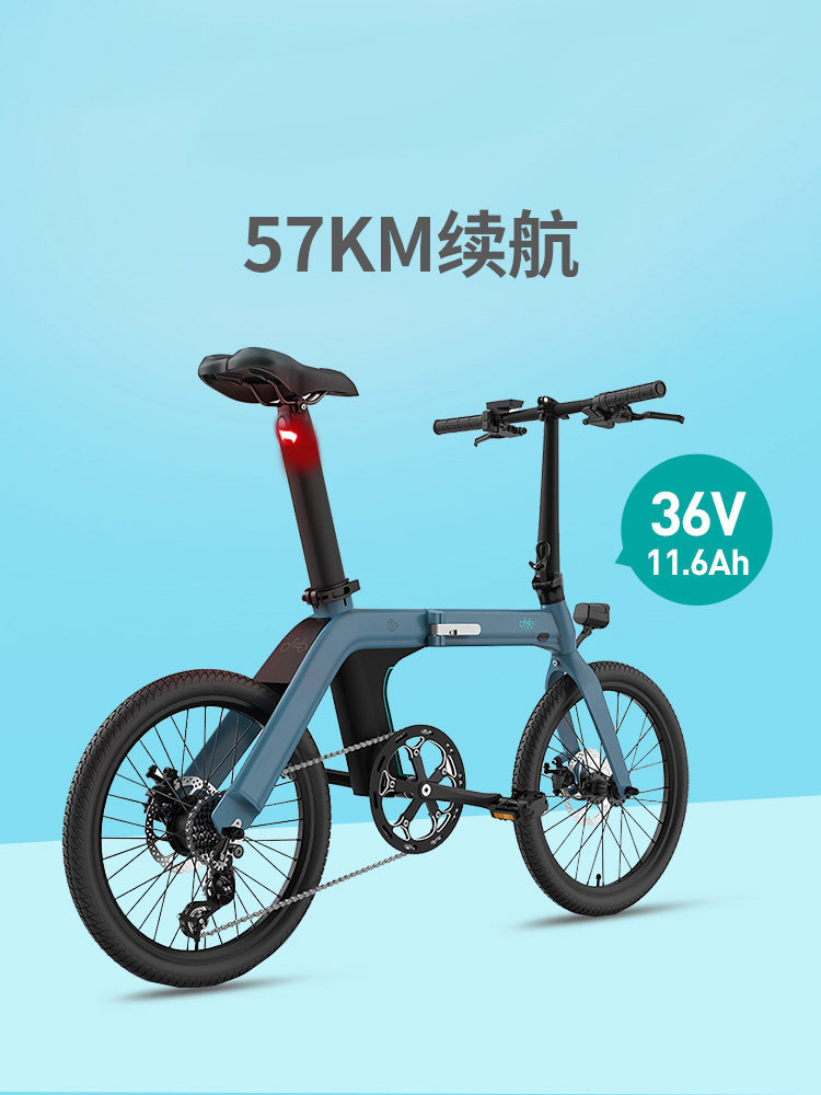 fiido飞道d11折叠电动自行车可拆卸锂电池电助力自行车小型电单车