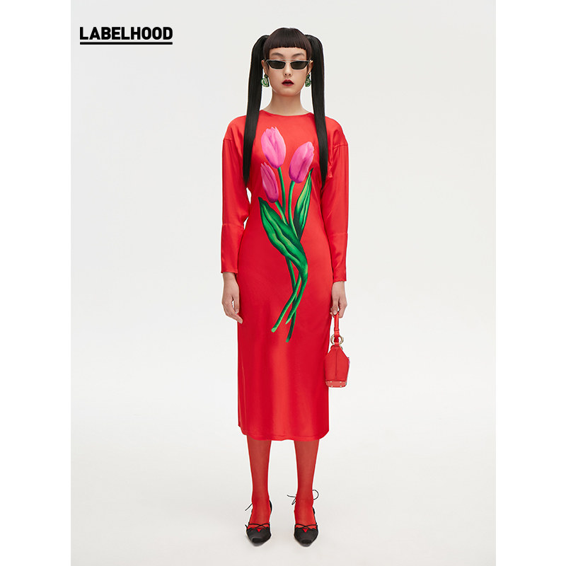 samuelguiyanglabelhood蕾虎新春系列印花连衣裙连衣裙