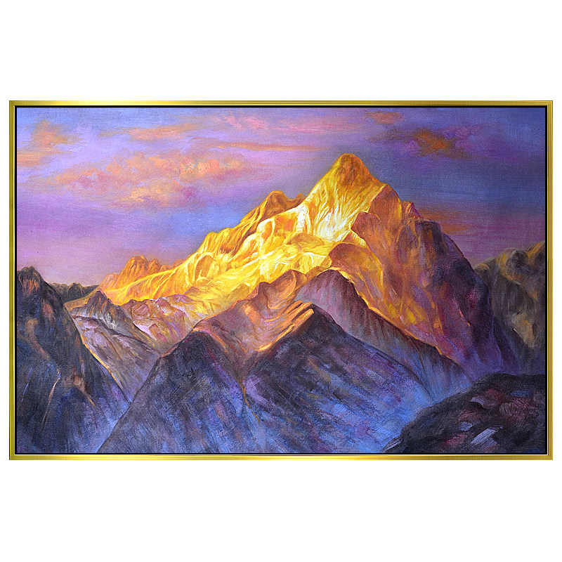 高山大山靠山招财背靠金山紫气东来装饰画无水风景油画