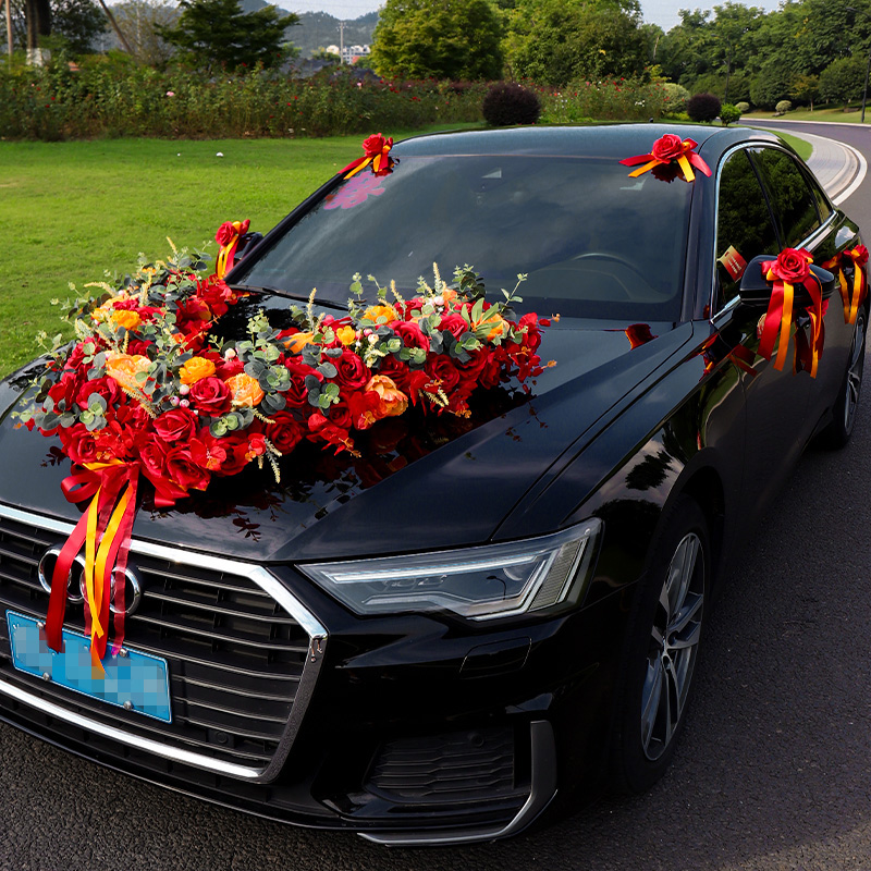 主婚车装装饰车头花主车花车结婚车队套装布置婚车鲜花