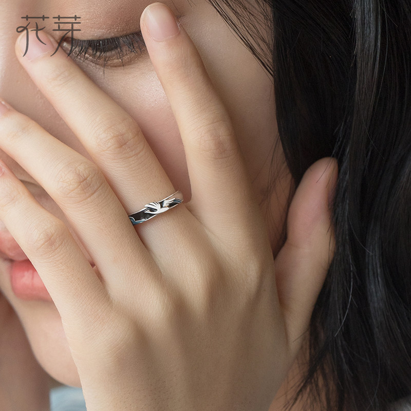 花芽原创和风系列浮世繁华对戒小众设计纯银个性男女情侣戒指一对