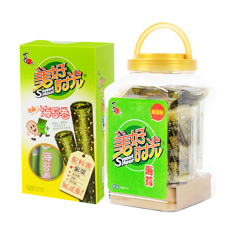 喜之郎美好时光海75g桶装大片拌饭海苔即宝宝宝海儿童海苔系列