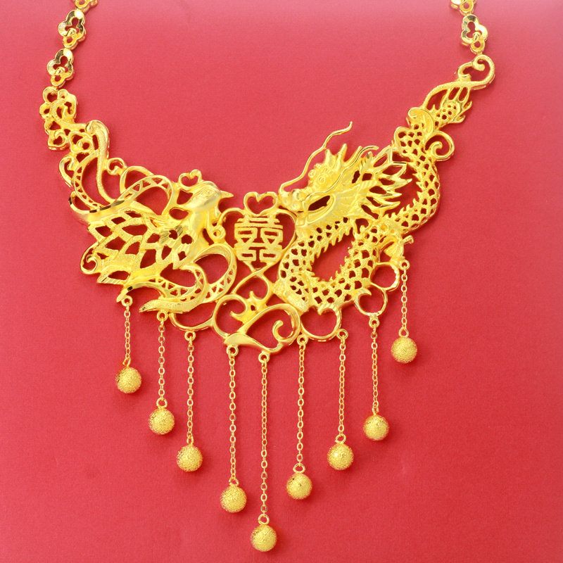 镀金霸气黄金龙凤项链首饰新娘结婚饰品女士项链