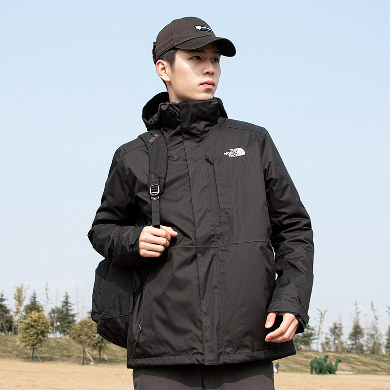 北面男装春季新款户外运动服防水保暖两件套三合一冲锋衣外套5b3a