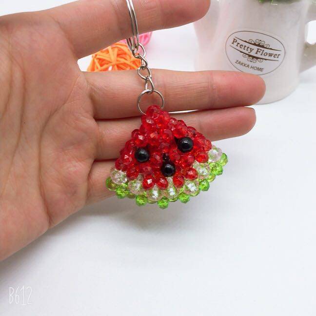 手工串珠编织西瓜瓜片钥匙链成品包包挂饰夜市挂饰