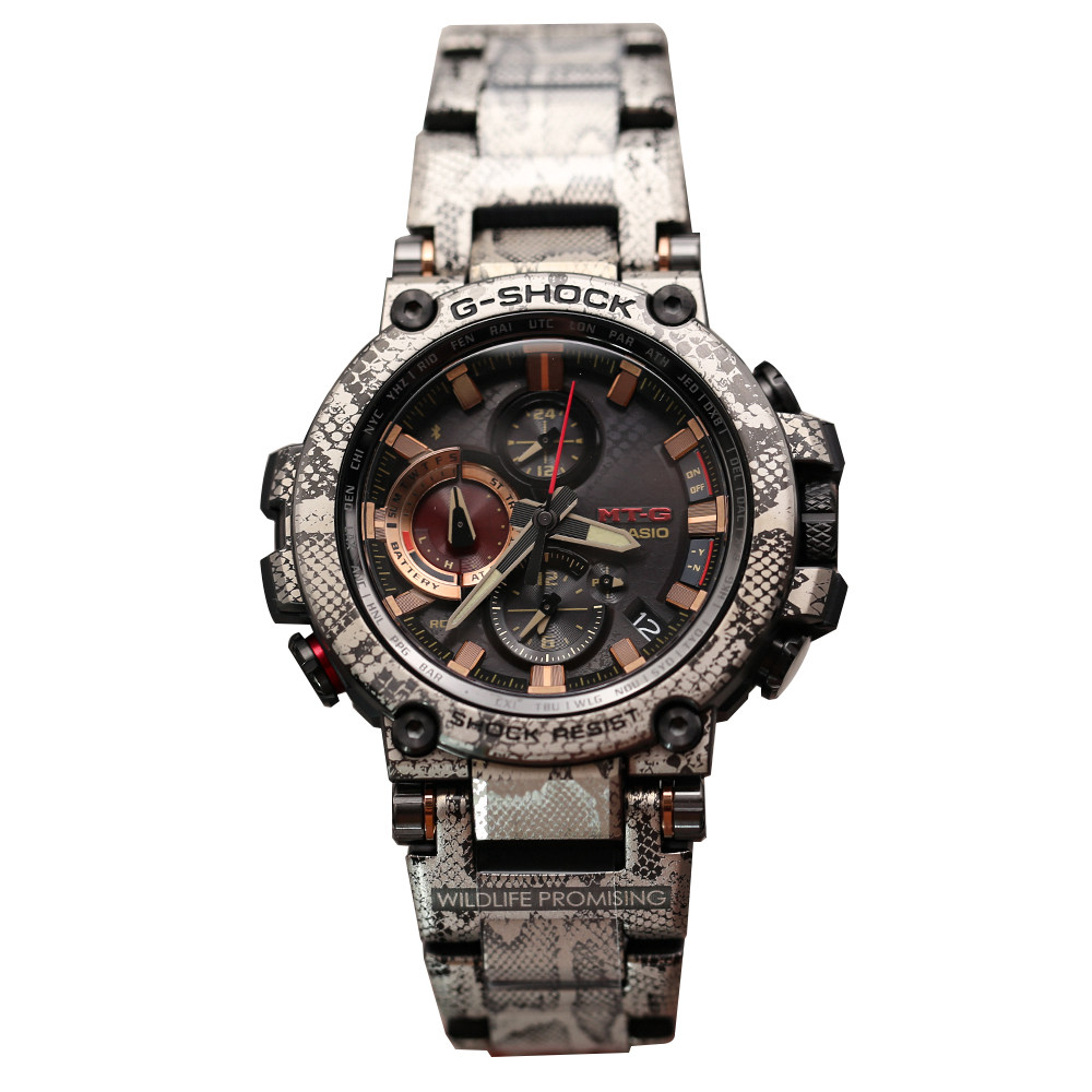 卡西欧gshock动物保护联名非洲巨蟒蟒蛇纹路手表mtgb1000wlp1a日韩