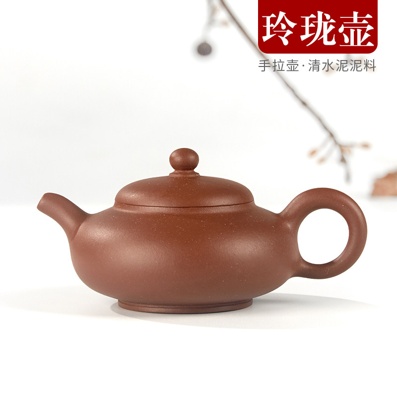 紫砂壶潮州手拉壶吴佩姬手工玲珑茶壶朱泥莲福茶壶
