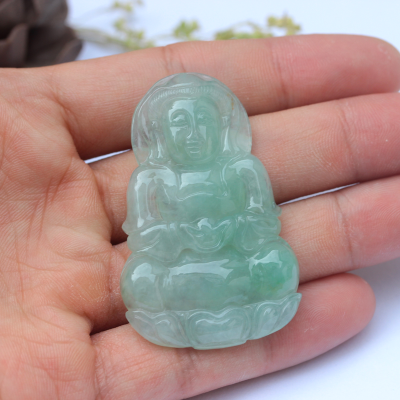 观音咏生玉观音吊坠男款挂件玉佩冰种翡翠缅甸颈饰
