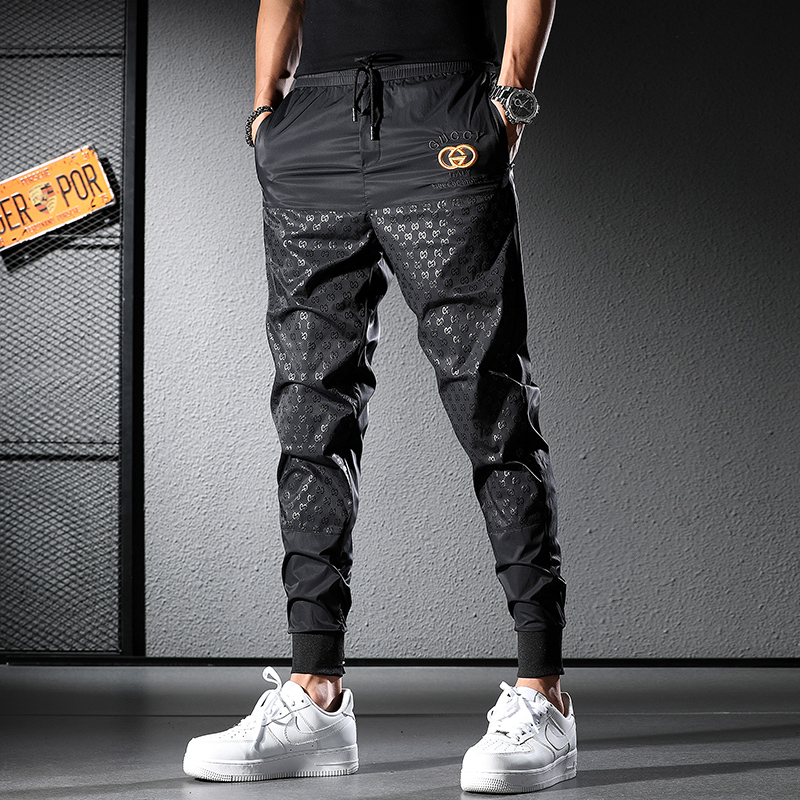 休闲裤男士夏季薄款速干透气冰丝裤韩版潮流男裤子潮牌束脚运动裤