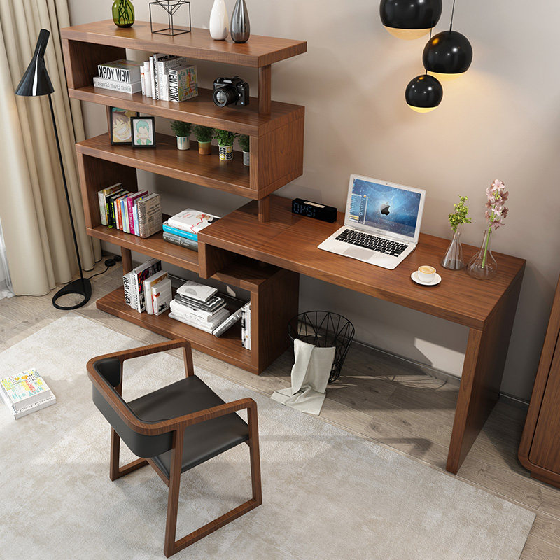 台式电脑桌书桌书架组合置物架转角现代简约书房北欧写字台办公桌