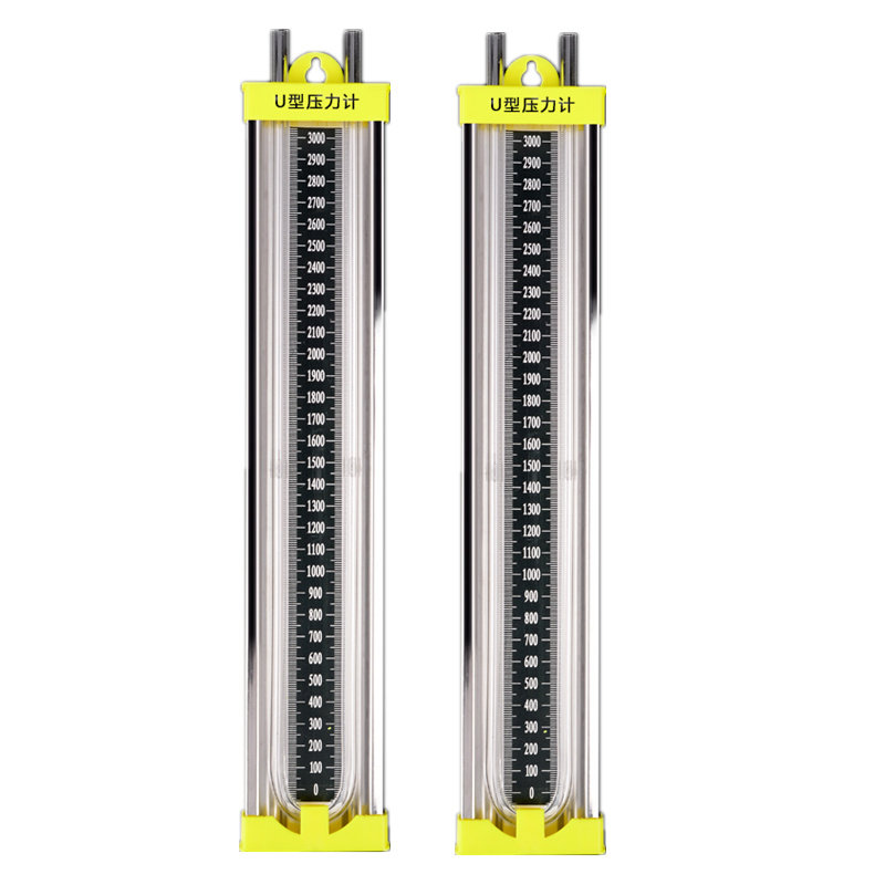 不锈钢压力计有机玻璃管抗压差燃气水柱测压侧漏差压压力表