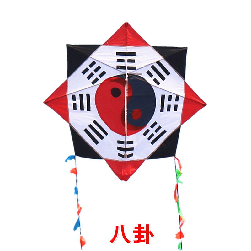潍坊传统八卦风筝太极八卦大型成人风筝长飘尾微风易飞抗大风线轮