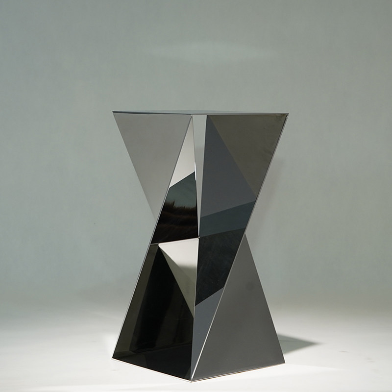 黑色金属雕塑底座定制摆件支架加高装饰不锈钢镜面摆件