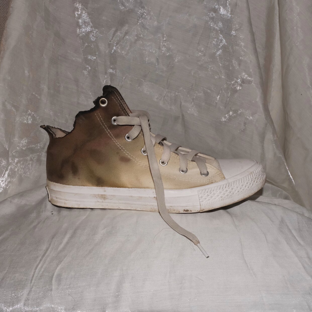 法国小众设计师daymarevulcanization植物花染烧焦高帮帆布鞋帆布鞋