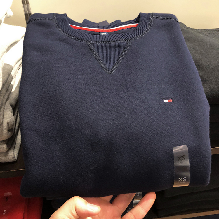 正品代购汤米 tommy hilfiger男装加绒卫衣纯色圆领套头t恤打底衫