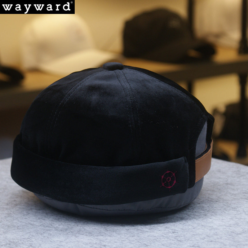 韩国品牌wayward秋冬时尚地主个性复古刺绣船舵帽子