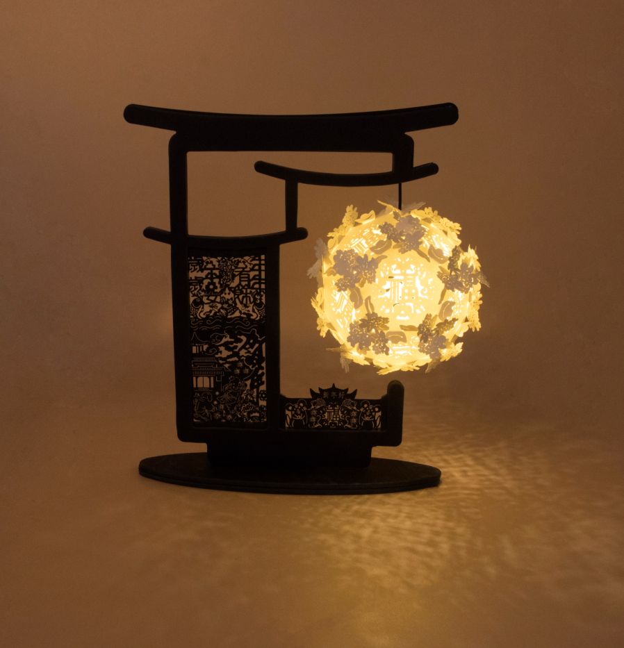 中国风光影纸雕灯diy材料中式创意床头灯文创节日礼品送客户朋友_双氙