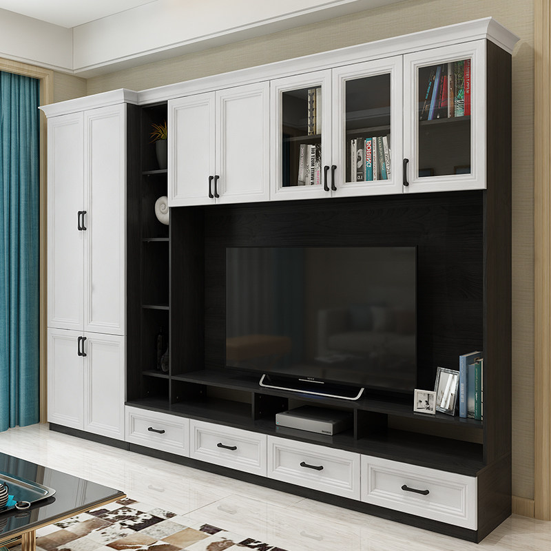 欧式电视柜组合茶几客厅整体背景墙柜储物柜简约现代电视机柜壁柜