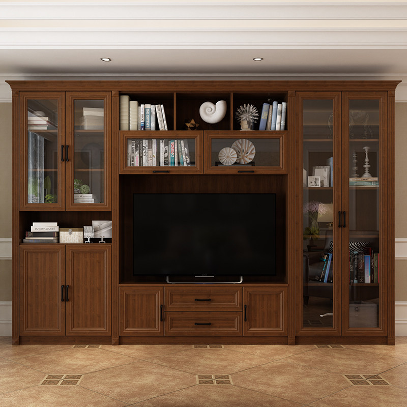 定制简约现代客厅多功能电视柜组合书柜储物柜背景墙电视柜