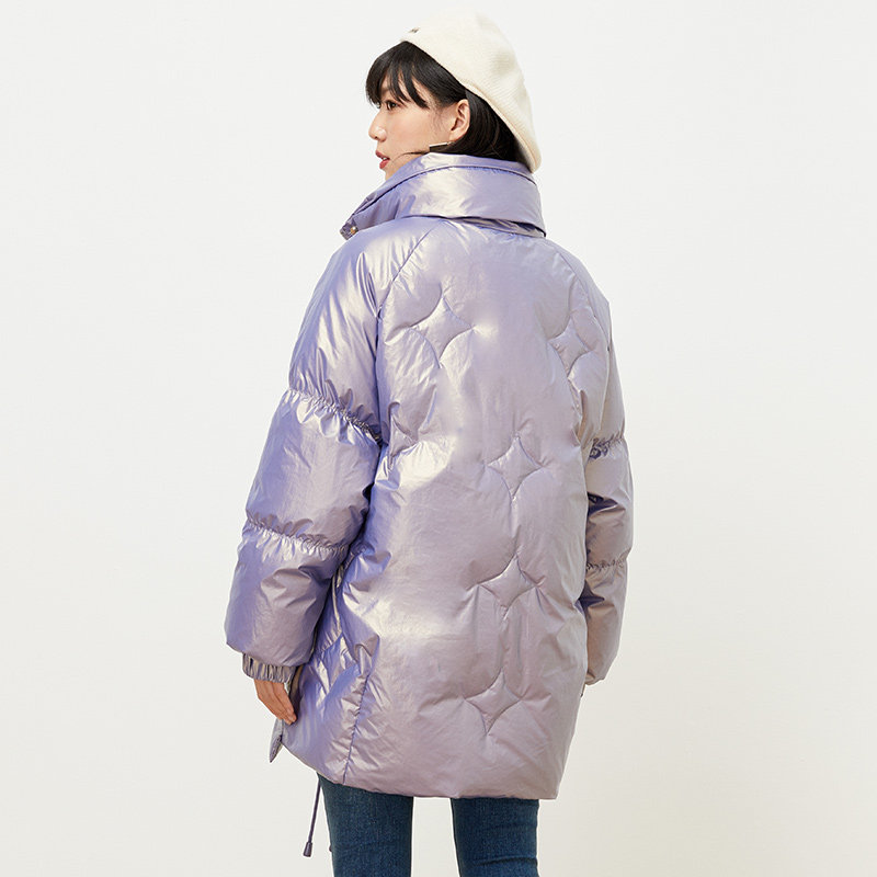 gcrues亮面材质羽绒服2020冬季新款大口口袋面包羽绒服