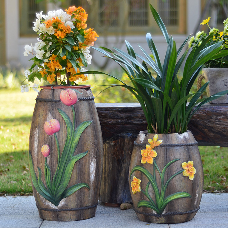 创意田园落地景观造景装饰大号庭院中式花盆新中式花盆