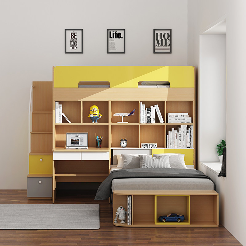 母子儿童床上下床 组合床多功能榻榻米高低床省空间双层床交错式