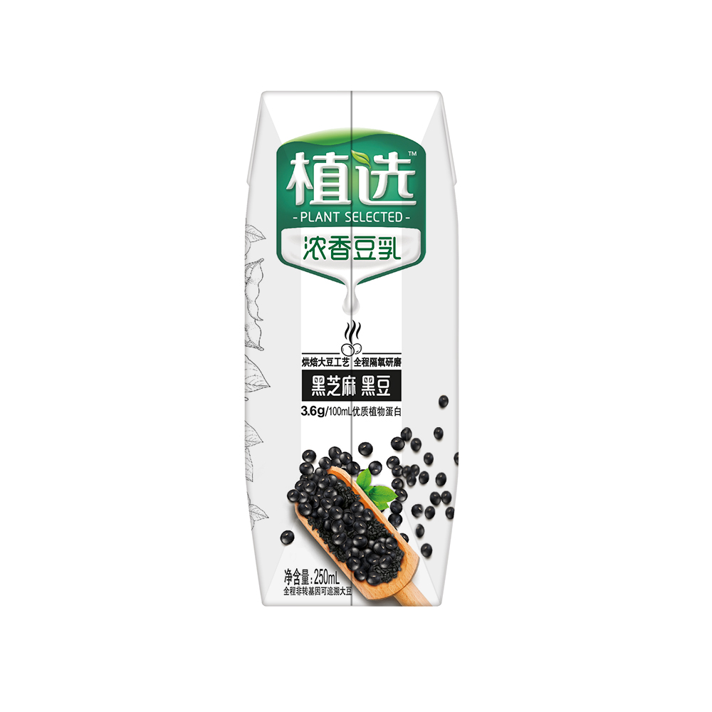伊利植选豆乳浓香黑芝麻黑豆味250mlx12盒整箱豆奶