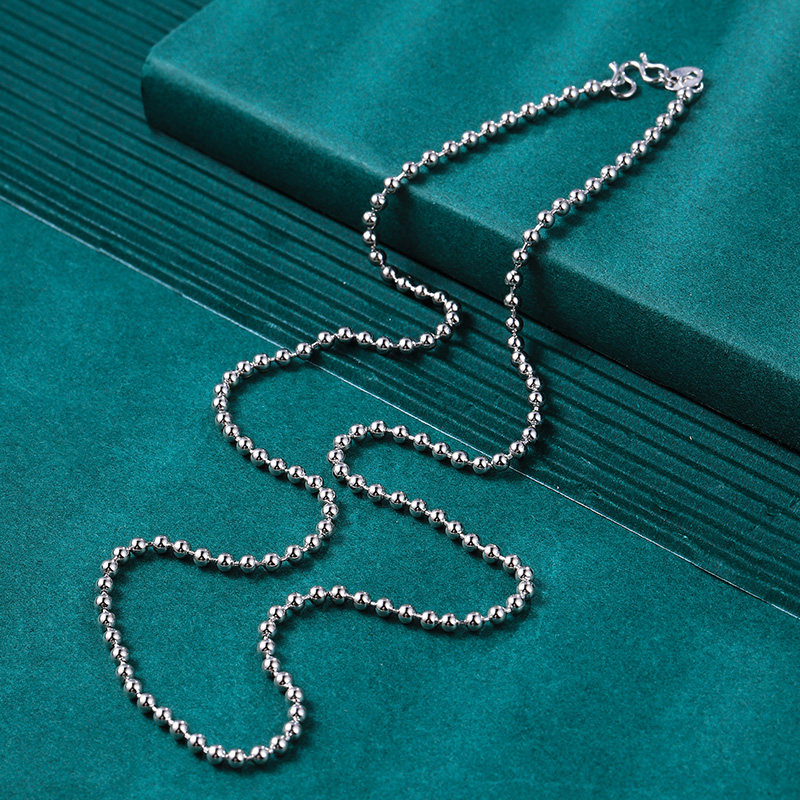 长款银链挂链链长珠珠银珠毛衣吊坠纯银链子项链