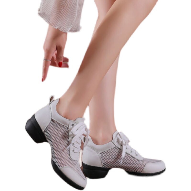 舞鞋新款夏天网跳舞天网水兵软底广场舞蹈鞋中跟现代舞鞋