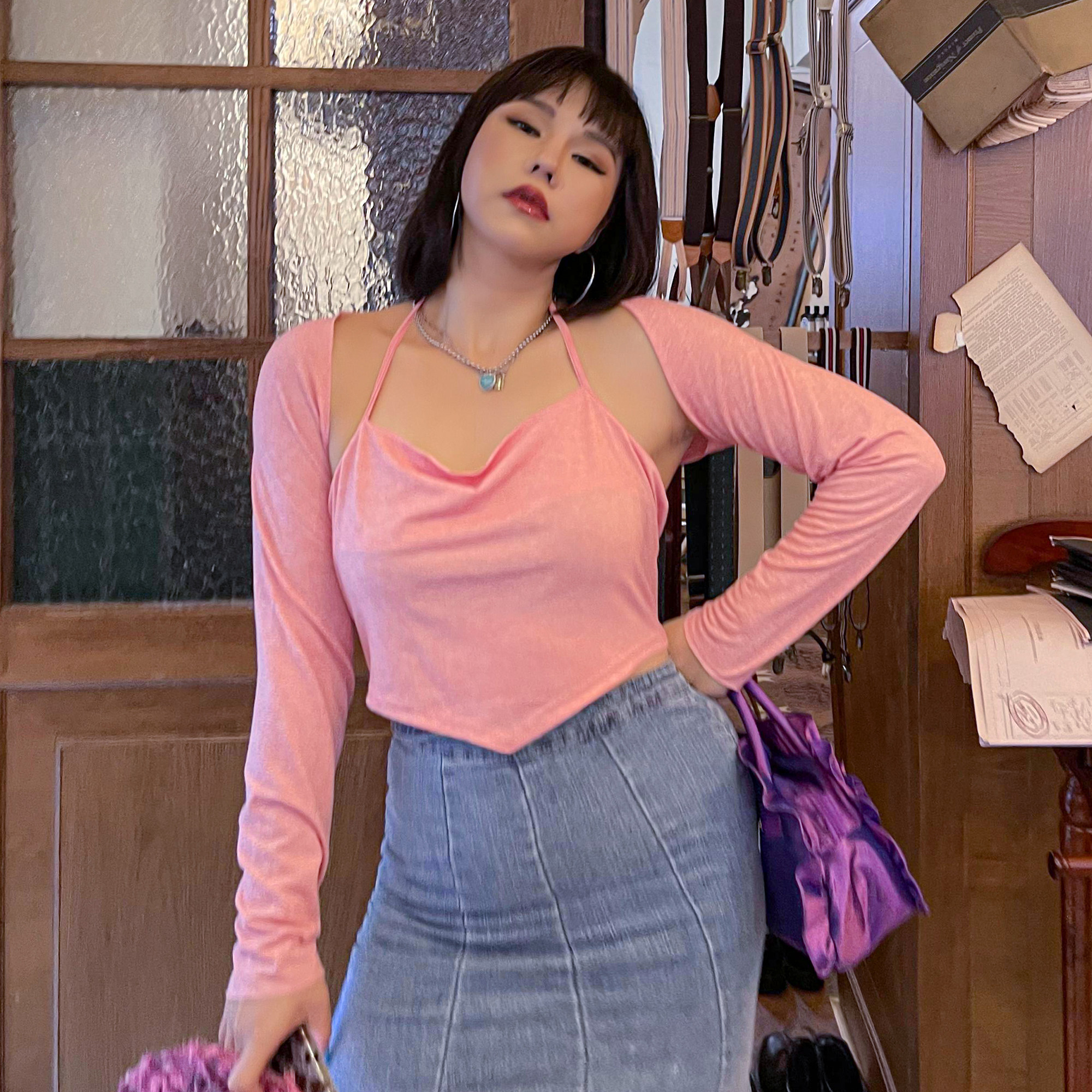 楠哥两件坎肩开衫显瘦春秋mm大码微胖夏季背心吊带