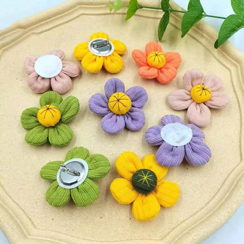 ins布艺彩色彩色花花朵胸针一朵小花发饰辅料胸针