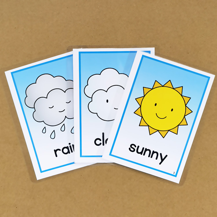 weather天气seasons季节四季英语单词卡片闪卡宝宝早教闪卡