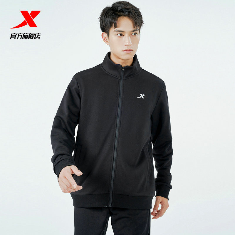 特步运动套装男2022秋冬新款男装两件套开衫外套运动服休闲套装