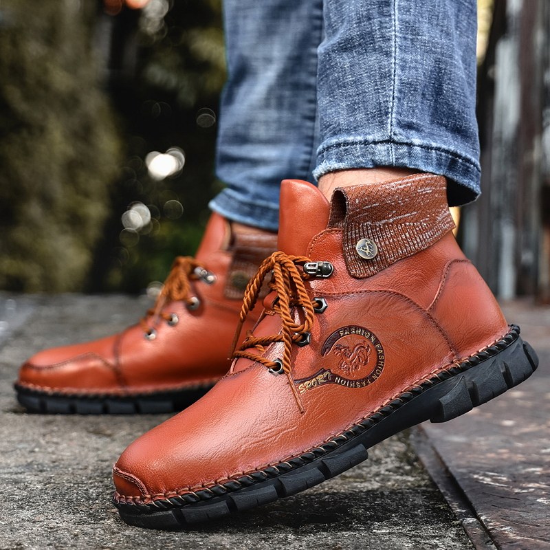牛皮马丁男士高帮大头英伦户外潮男工装春季马丁靴