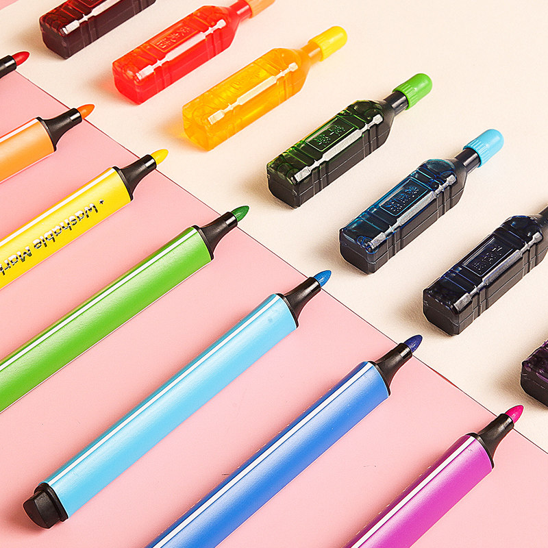 水彩笔墨水彩色墨囊水洗无毒填充喷喷笔儿童软头笔用墨水