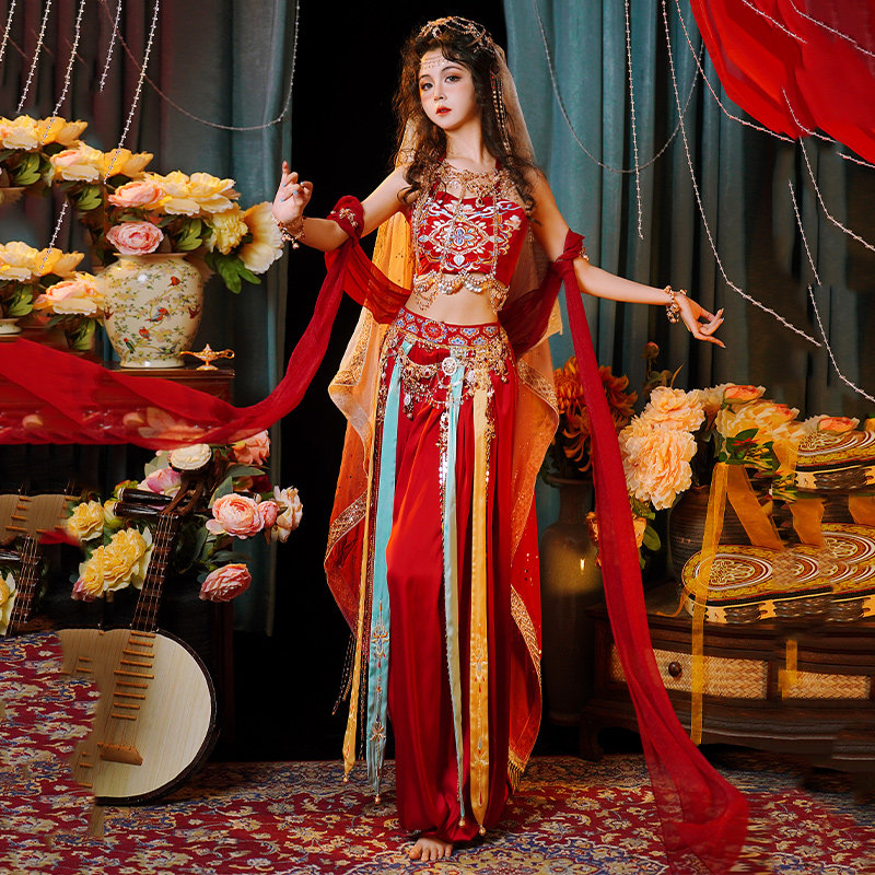 言然原创敦煌异域风情汉服女西域神女改良汉元 素古装 全套春夏抖音