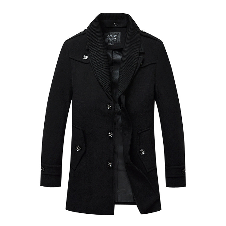 品牌中年男装翻领羊毛呢大衣男英伦大衣韩版毛呢冬装外套潮中长款