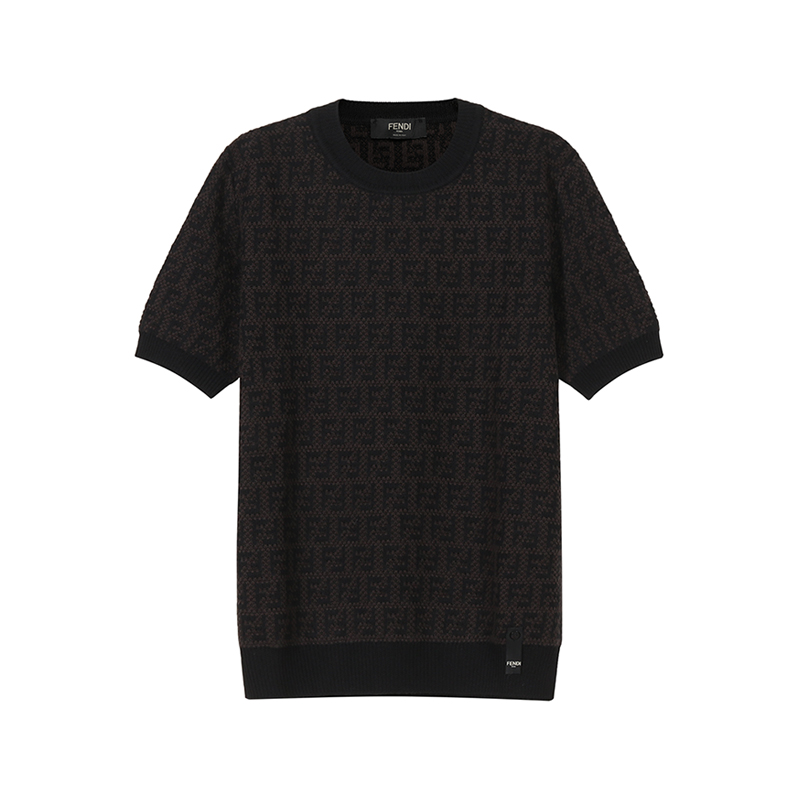 fendi芬迪男士绵羊毛圆领短袖羊毛衫针织衫毛衣fzx050针织衫