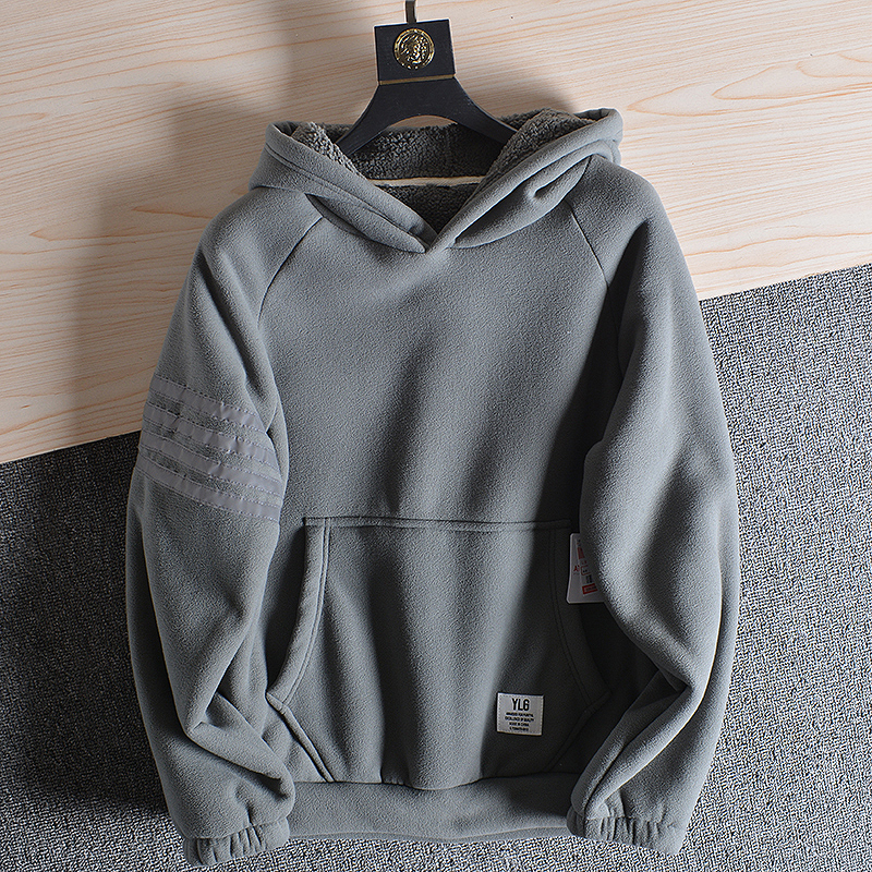 【出口日本！双面绒！外贸剪标尾货】秋冬季男士连帽袋鼠口袋卫衣