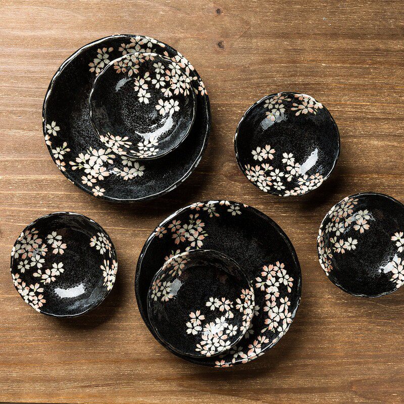现货日本aito宇野千代淡墨樱花美浓烧陶瓷碗碟餐具瓷器套装