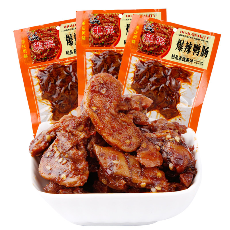 龙祥重庆风味爆辣鸭肠麻辣零食小吃网红烤面筋死神辣条36g包邮 - 好