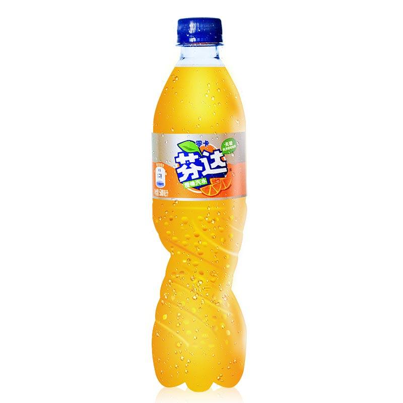 可口可乐芬达零卡无糖饮料500ml24瓶整箱橙味碳酸汽水零度大官方