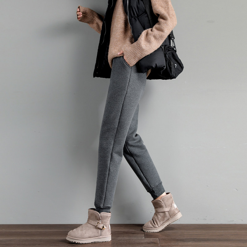 加绒加厚运动裤女秋冬季休闲卫裤2020新款羊羔休闲裤