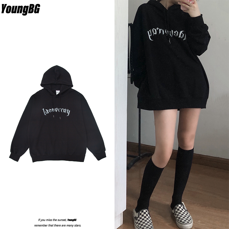 YoungBG 美式高街国潮牌oversize卫衣连帽情侣秋冬小众hiphop外套